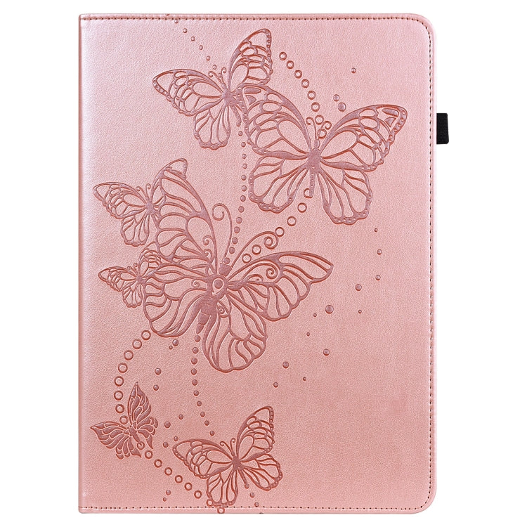 Pink tablet folio case with embossed butterflies and dotted bubble design.