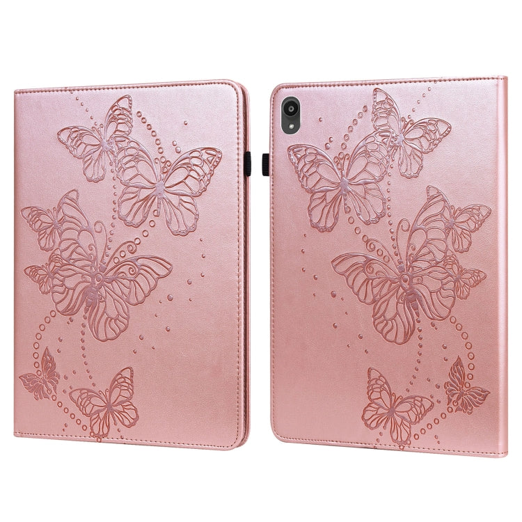 Pink embossed butterfly pattern leather-look tablet case with folding cover