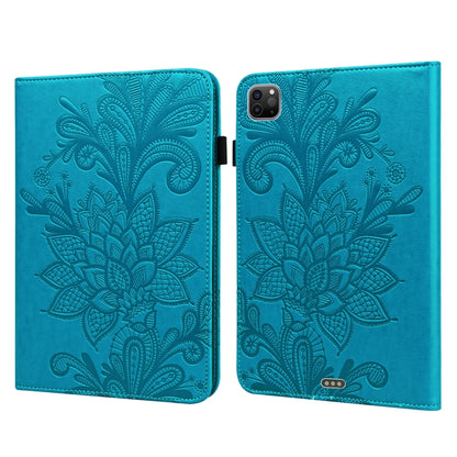 Blue embossed floral folio tablet case with flip cover and tablet camera cutout