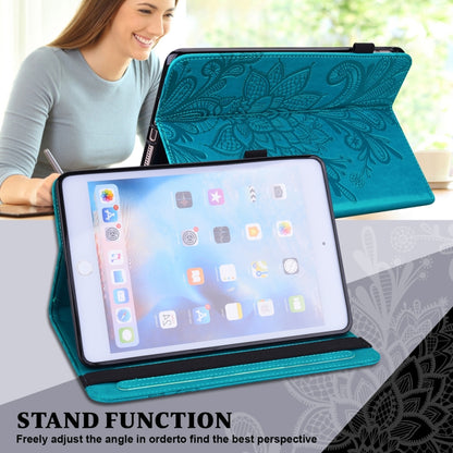 Turquoise embossed floral folio tablet case with foldable stand for viewing