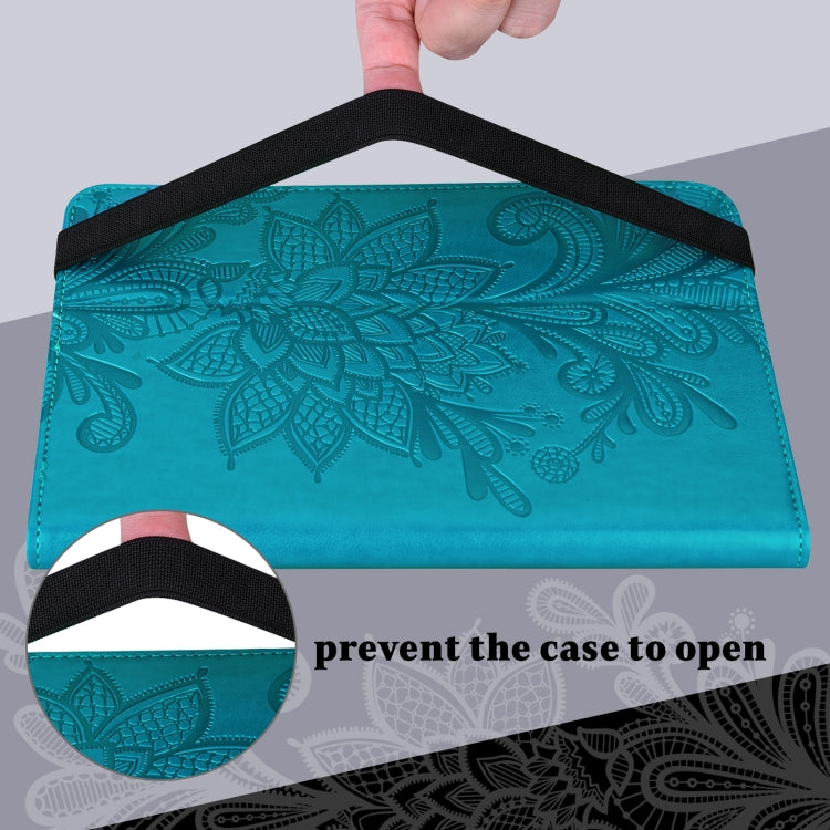 Turquoise embossed floral tablet folio case with top carrying strap closure