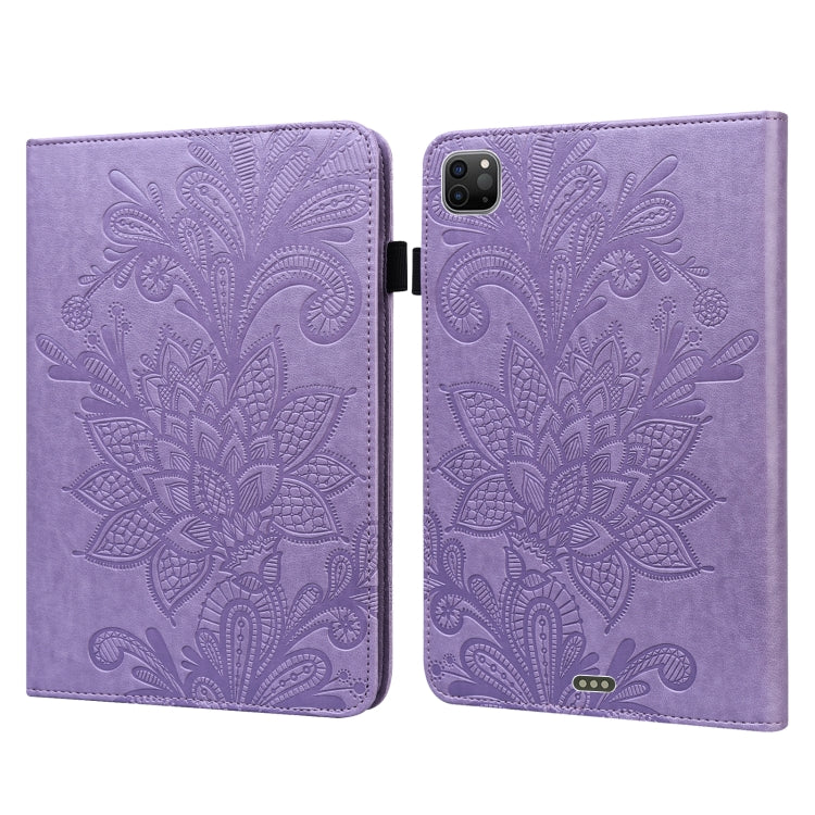 Purple embossed floral folio tablet case with flip cover and camera cutout