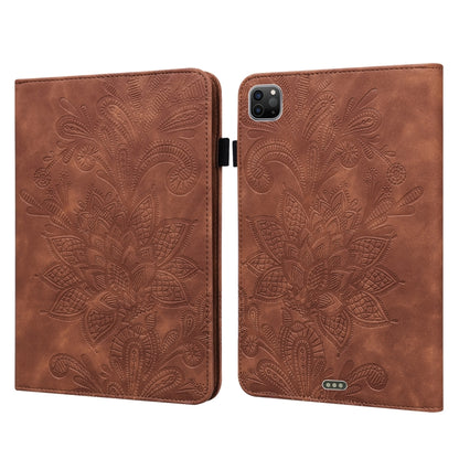 Brown embossed floral folio tablet case with flip cover and camera cutout
