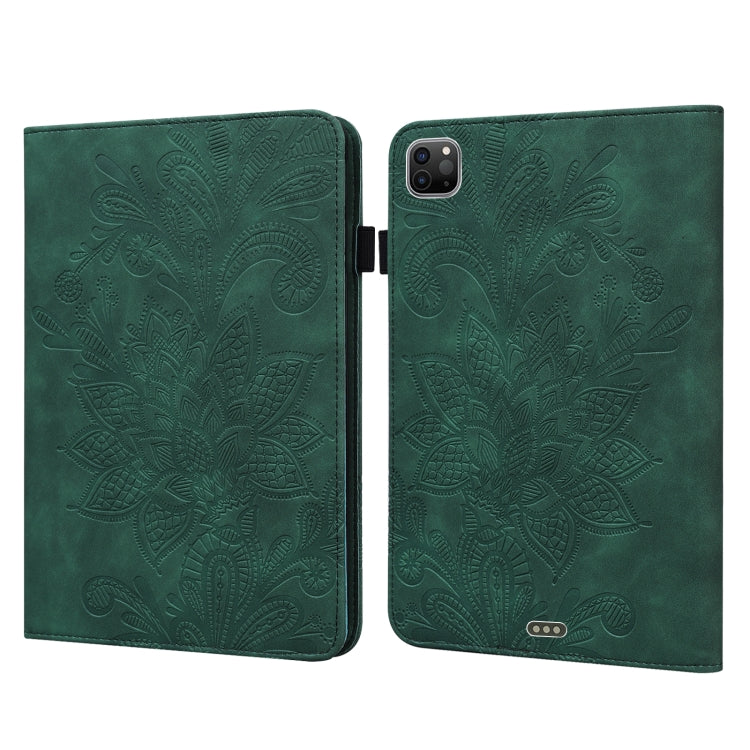 Green embossed floral folio tablet case with flip cover and camera cutout