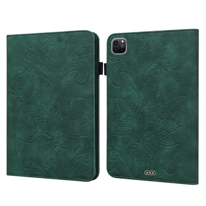 Green embossed floral folio tablet case with flip cover and camera cutout