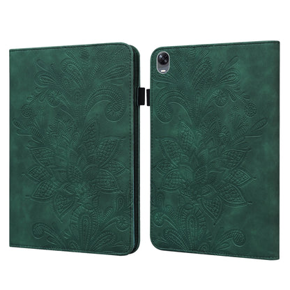 Green embossed floral lace tablet folio case with magnetic clasp and camera cutout