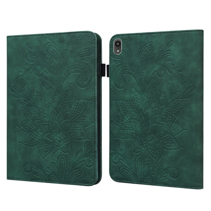 Green embossed floral lace tablet case with flip cover and camera cutout