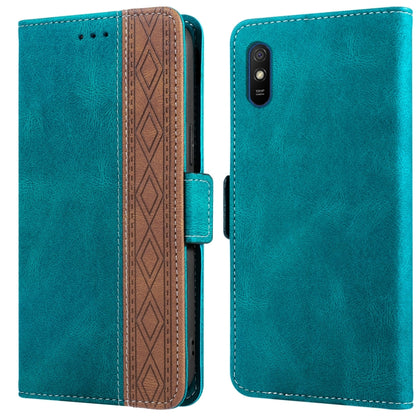 Turquoise leather phone case with side magnetic RFID flap, stitching trim, camera cutout