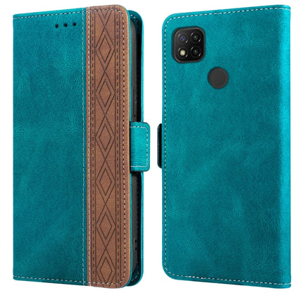 Turquoise leather phone case with side magnetic RFID flap, stitching trim, back camera cutouts