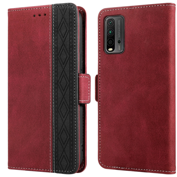 Red leather folio phone case with folio flap and multi-camera cutout, stitched trim