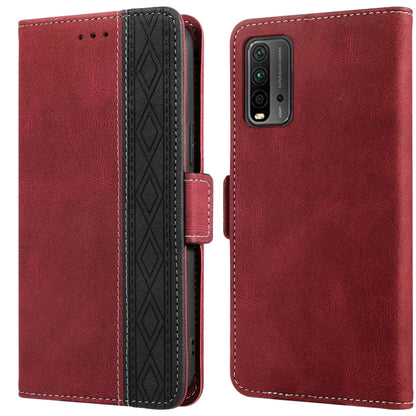 Red leather folio phone case with folio flap and multi-camera cutout, stitched trim
