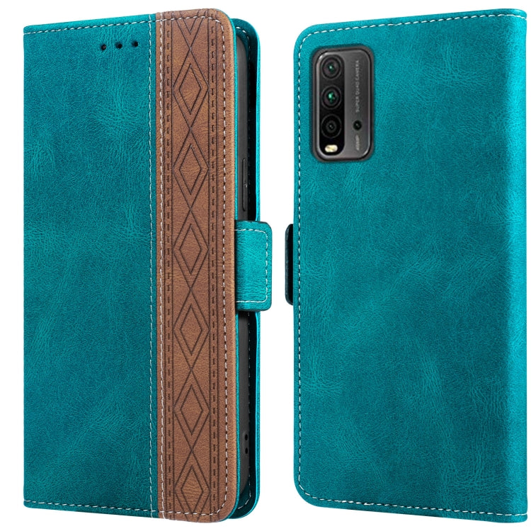 Turquoise leather phone case with side magnetic RFID flap, stitching trim, raised camera cover