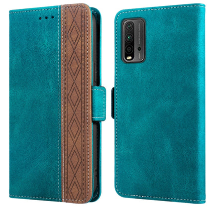 Turquoise leather phone case with side magnetic RFID flap, stitching trim, raised camera cover