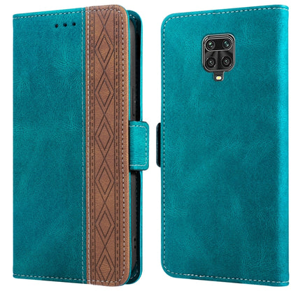 Turquoise leather phone case with side magnetic RFID flap, stitching trim, multi-lens camera cutout
