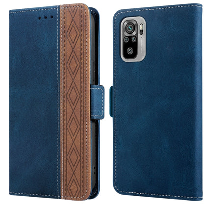 Royal blue leather phone case with side magnetic closure and vertical rear camera cutout.