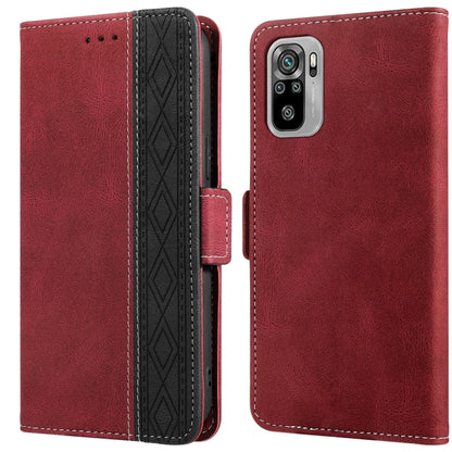 Red leather phone case with side magnetic flap, RFID protection, camera cutout on back