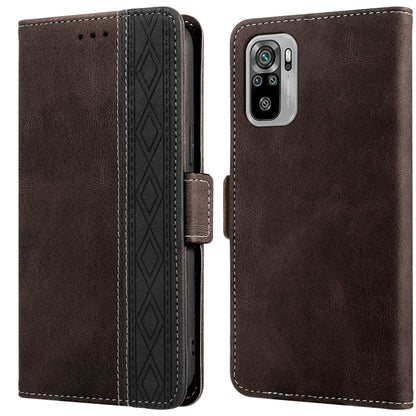 Leather phone case with side magnetic closure, RFID card window, brown, rear quad camera in square plate