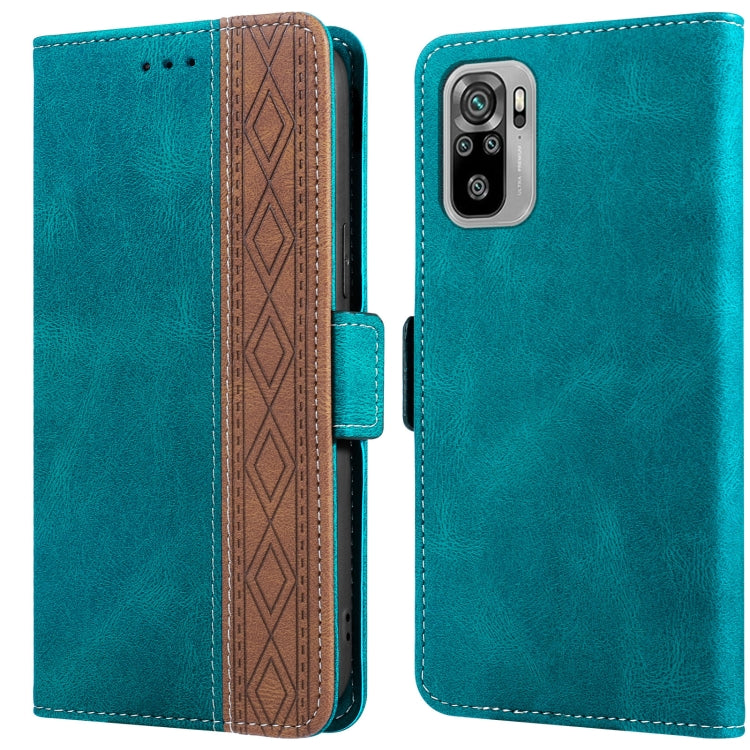 Turquoise leather phone case with side magnetic RFID flap, stitching trim, back camera module cutout