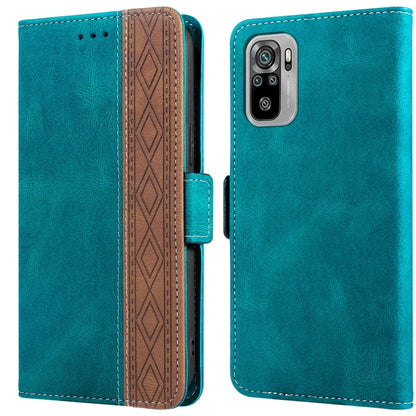 Turquoise leather phone case with side magnetic RFID flap, stitching trim, back camera module cutout
