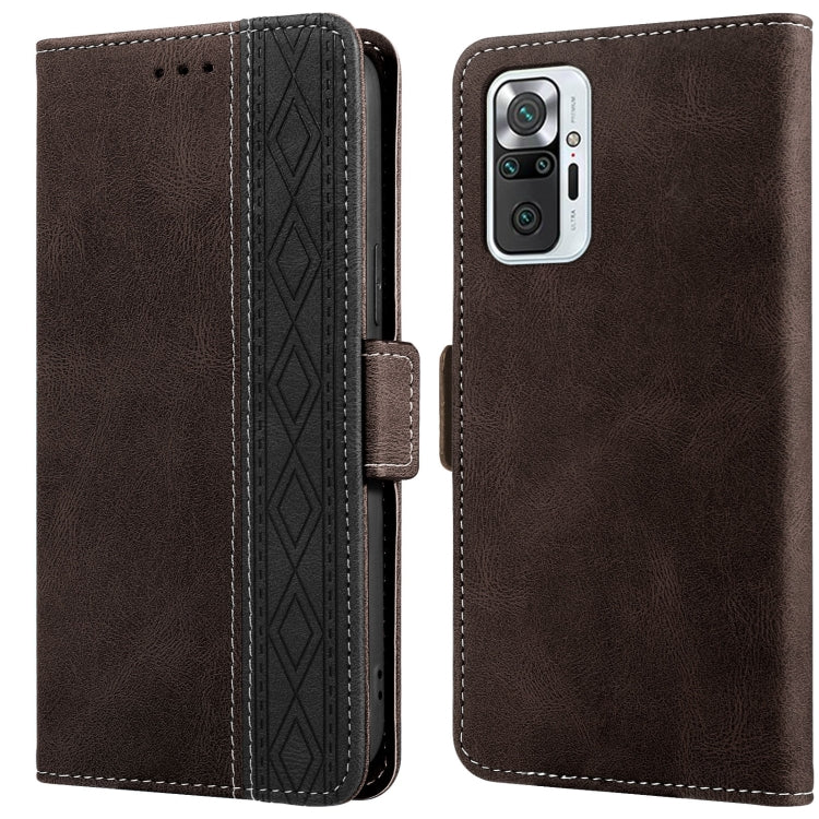 Brown leather phone case with flip cover and side magnetic closure, stitched edge.
