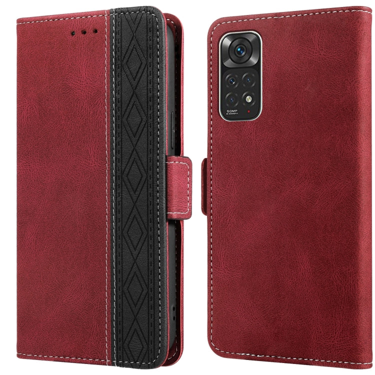 Red leather phone case with side magnetic flap, RFID protection, rear camera window