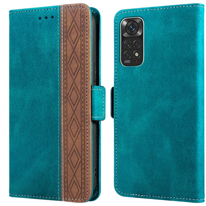 Turquoise leather phone case with side magnetic RFID flap, stitching trim, triple-lens camera cutout