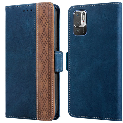 Royal blue leather phone case with side magnetic closure and square rear camera cutout.