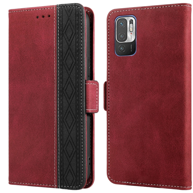 Red leather phone case with side magnetic flap, RFID protection, back camera opening