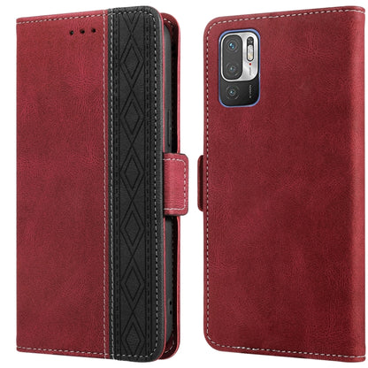 Red leather phone case with side magnetic flap, RFID protection, back camera opening