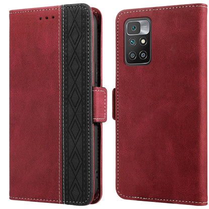 Red leather phone case with side magnetic flap, RFID protection, camera cutout on back