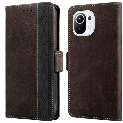 Brown leather phone case with flip cover and side magnetic closure, card-slot style flap.