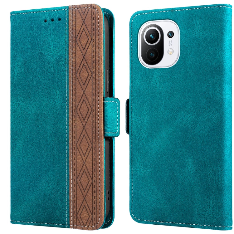 Teal leather phone case with side magnetic closure, patterned interior, large camera cutout