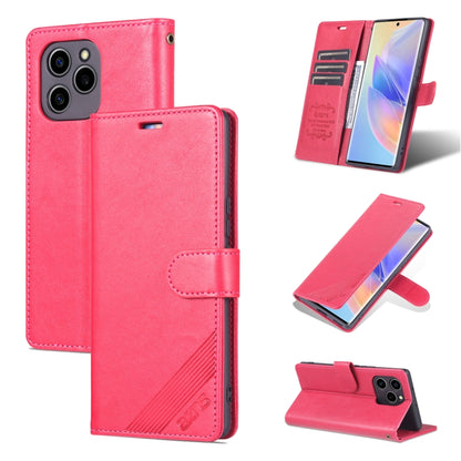 Red flip leather phone case with card slot, stitched edges, and camera cutout