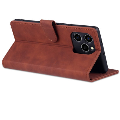 Brown flip leather phone case with top strap and camera cutout