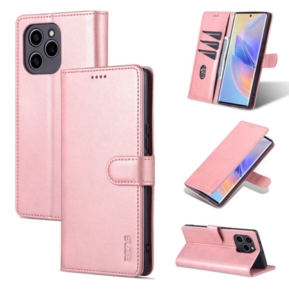 Pink flip leather phone case with wallet pocket and stitched folio stand