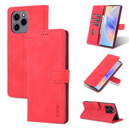 Red flip leather phone case with card pocket and stand cover