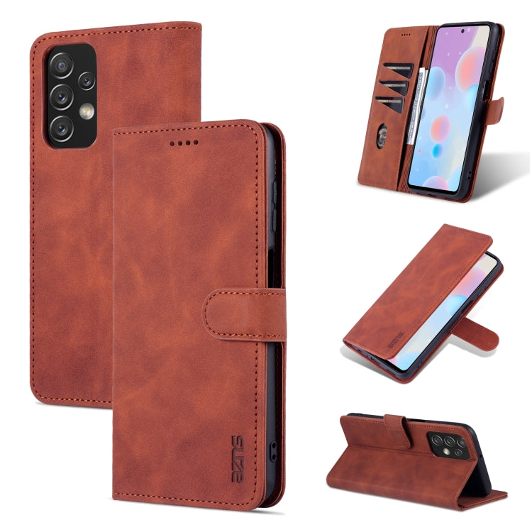 Brown calf-texture leather phone case with horizontal flip cover and stand