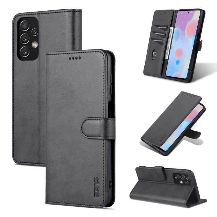Black calf-texture leather phone case with horizontal flip cover and stand