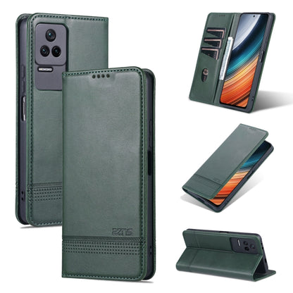 Dark green textured leather magnetic flip phone case with card slot and stand