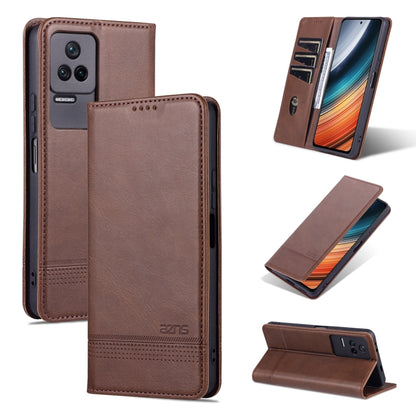 Dark brown textured leather magnetic flip phone case with card slot and kickstand