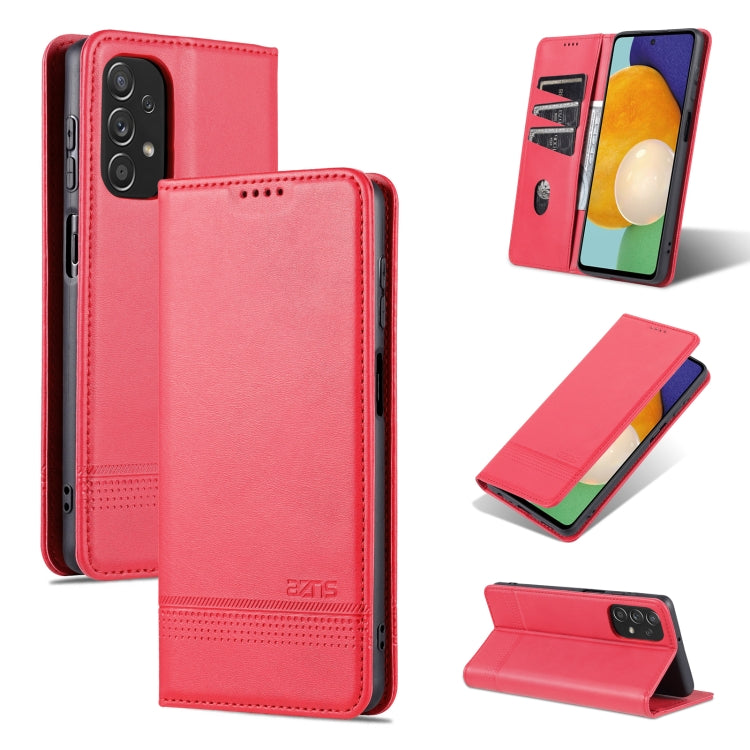 Bright red textured leather magnetic flip phone case with card slot and kickstand