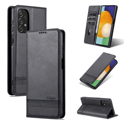 Black textured leather magnetic flip phone case with card slot and kickstand
