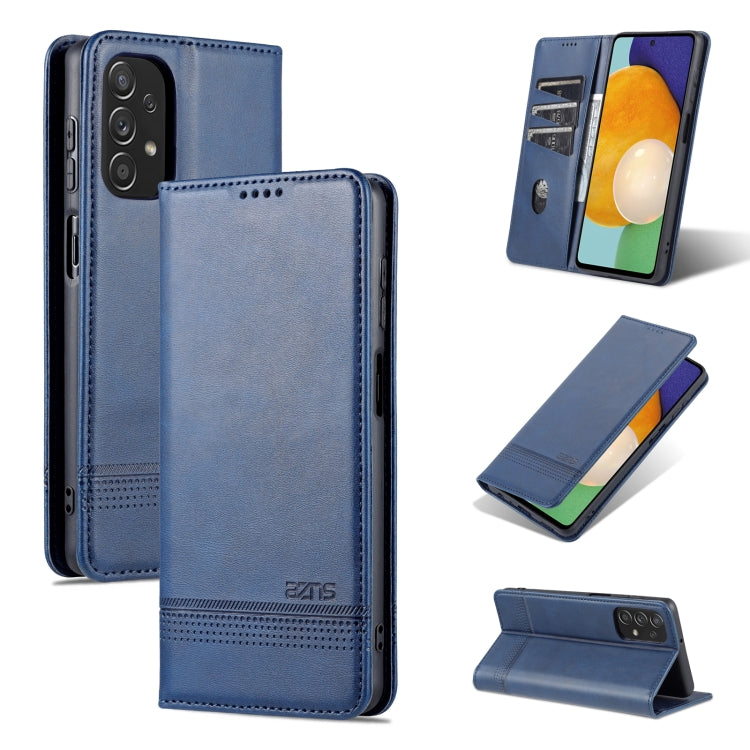 Dark blue textured leather magnetic wallet phone case with card slots and stand