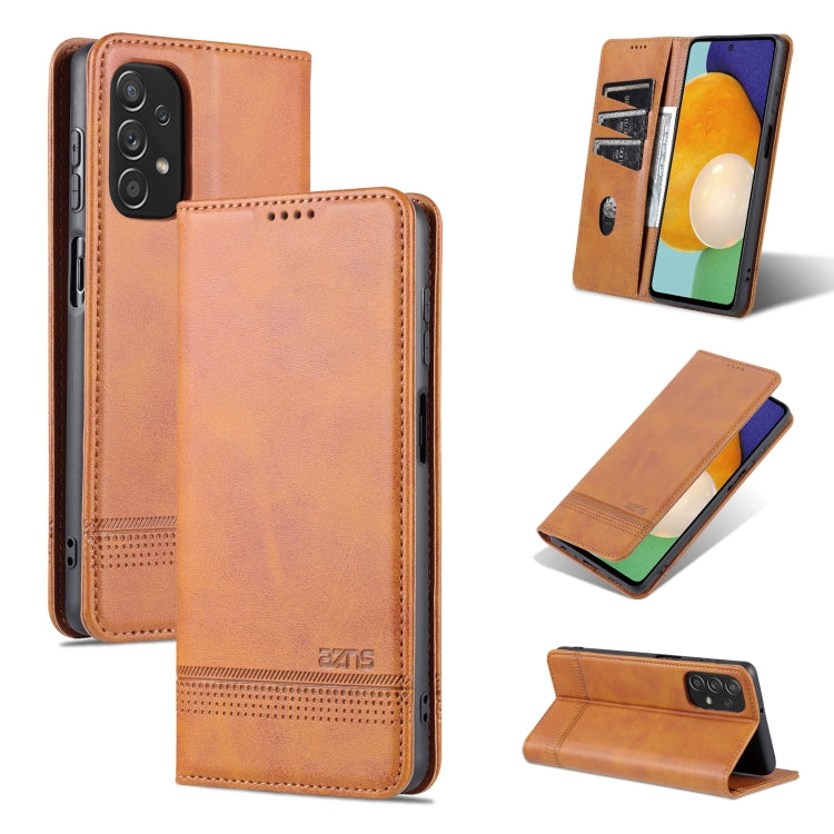 Light brown textured leather magnetic wallet phone case with card slots and stand