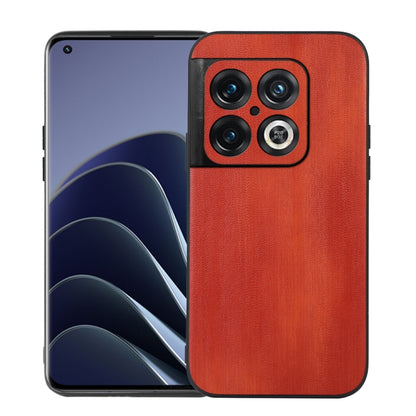 Orange-red PU texture phone case with camera cutout and raised lens protectors