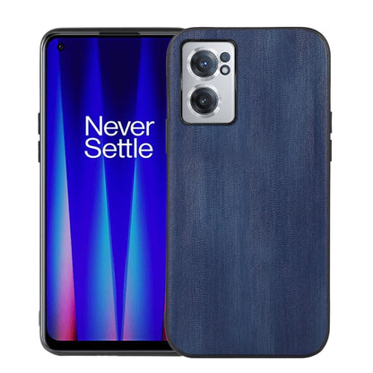 Blue PU texture phone case with dual-tone camera area and precise cutouts