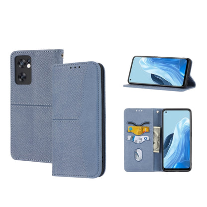 Magnetic PU leather phone case, woven texture, light grey flip wallet with card slots