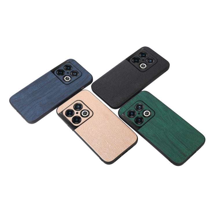 Set of wood-texture PU phone cases in blue, tan, black, and green colors.