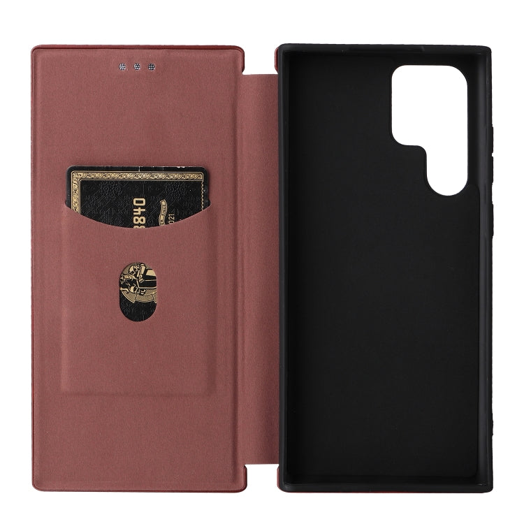 Rose magnetic flip phone case with carbon-fiber card pocket and inner stand cover