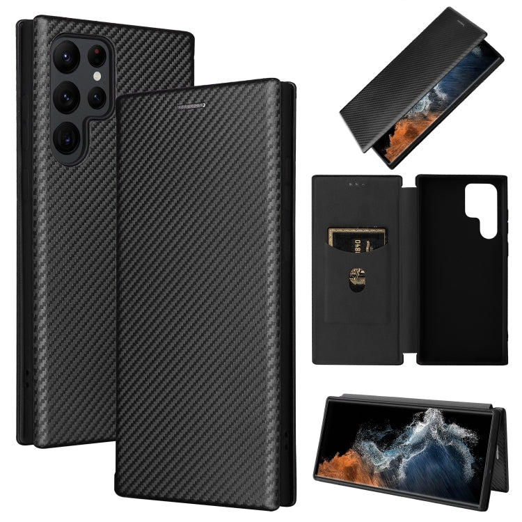 Black carbon-fiber textured magnetic flip phone case set with inner black back cover